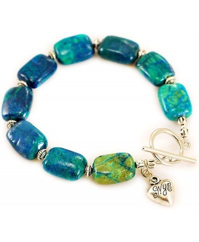 003 Green Chrysocolla Beads Bracelet w/Silver Plated Toggle 8" B13010154b $11.40 Strand