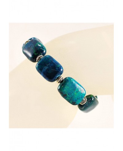 003 Green Chrysocolla Beads Bracelet w/Silver Plated Toggle 8" B13010154b $11.40 Strand