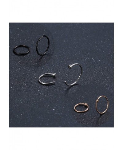 27-36pcs 20G Nose Studs Stainless Steel Nose Rings Hoop L Bone Screw Shape Nose Rings Studs CZ C Shape Nose Hoops Body Pierci...