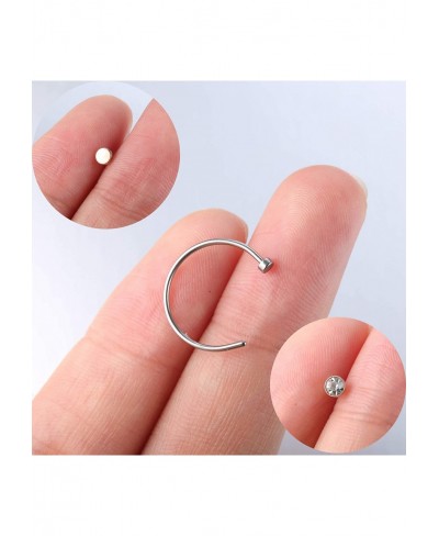 27-36pcs 20G Nose Studs Stainless Steel Nose Rings Hoop L Bone Screw Shape Nose Rings Studs CZ C Shape Nose Hoops Body Pierci...