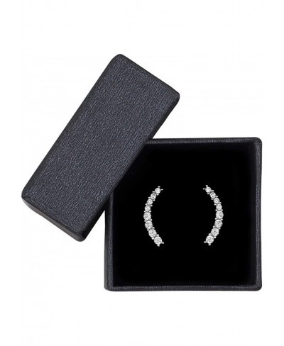 Women's Earrings 925 Silver - with Zirconia Stones - Curved Stud Earrings - 20115 $33.43 Stud