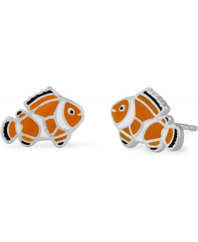 Sterling Silver Clownfish Stud Earrings with Hand Painted Enamel $26.31 Stud