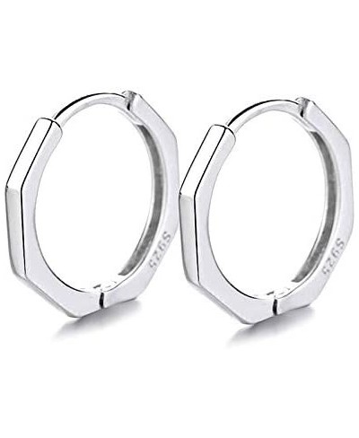 Silver Hoops Earrings for Women 925 Sterling Silver Post Small Silver Hoop Earrings 14 White Gold Plated Cuff Earrings for Gi...