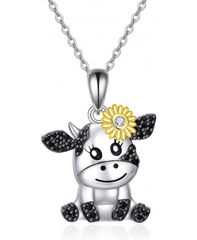 Cow/Giraffe Pendant Necklaces for Girls 925 Sterling Silver Cute Sunflower Cow Gift for Women Birthday Gift for Daughter/Niec...