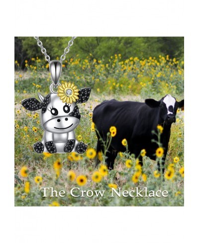 Cow/Giraffe Pendant Necklaces for Girls 925 Sterling Silver Cute Sunflower Cow Gift for Women Birthday Gift for Daughter/Niec...