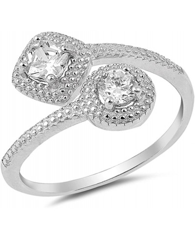 Open Clear CZ Bead Halo Wedding Ring New .925 Sterling Silver Band Sizes 5-10 $14.89 Wedding Bands