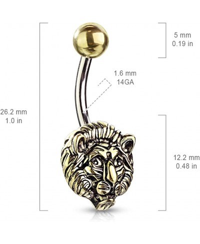 Gold Lion 316L Surgical Steel Belly Button Rings (Sold Per Piece) $15.35 Piercing Jewelry