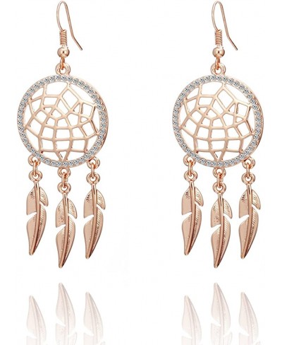 Dream Catcher Dangle Earrings - Boho Feather Tassels Drop Geometric Crystals Earring for Women Fashion Statement Ear Jewelry ...