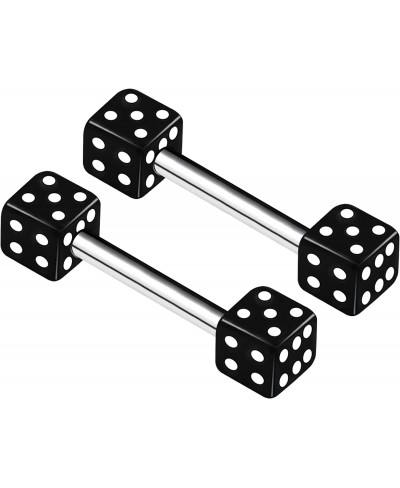 2PCS Stainless Steel Straight Barbell 16 gauge 1/4 6mm 3mm Dice Cartilage Earrings Eyebrow Piercing Jewelry See More Colors $...