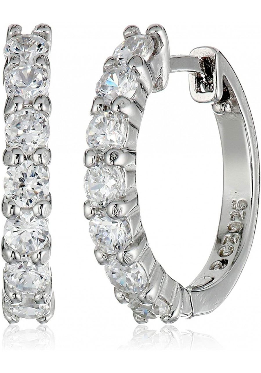 Plated Sterling Silver Hinged Huggie Hoop Earrings $30.12 Hoop