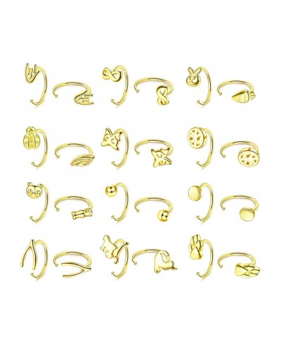 12Pairs Animal Ear Huggie Hoops Small Paw Panda Ladybug Rabbit Butterlfy Cat Peace Infinity Wishbone Huggie Hoop Earrings Mod...