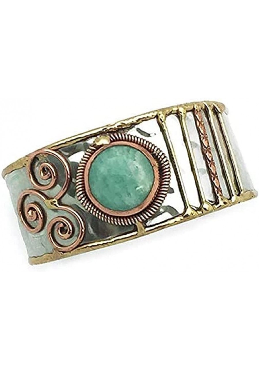 Janya Collection Mixed Metal Cuff Bracelet - Amazonite $21.78 Cuff