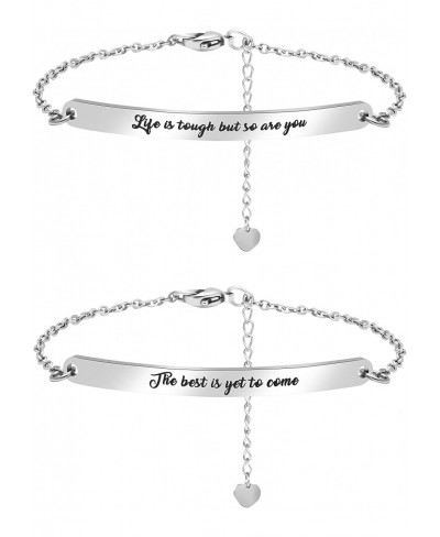 Inspirational Link Bracelets for Women Girls Stainless Steel Engraved Quote Motivational Jewelry $17.18 Bangle