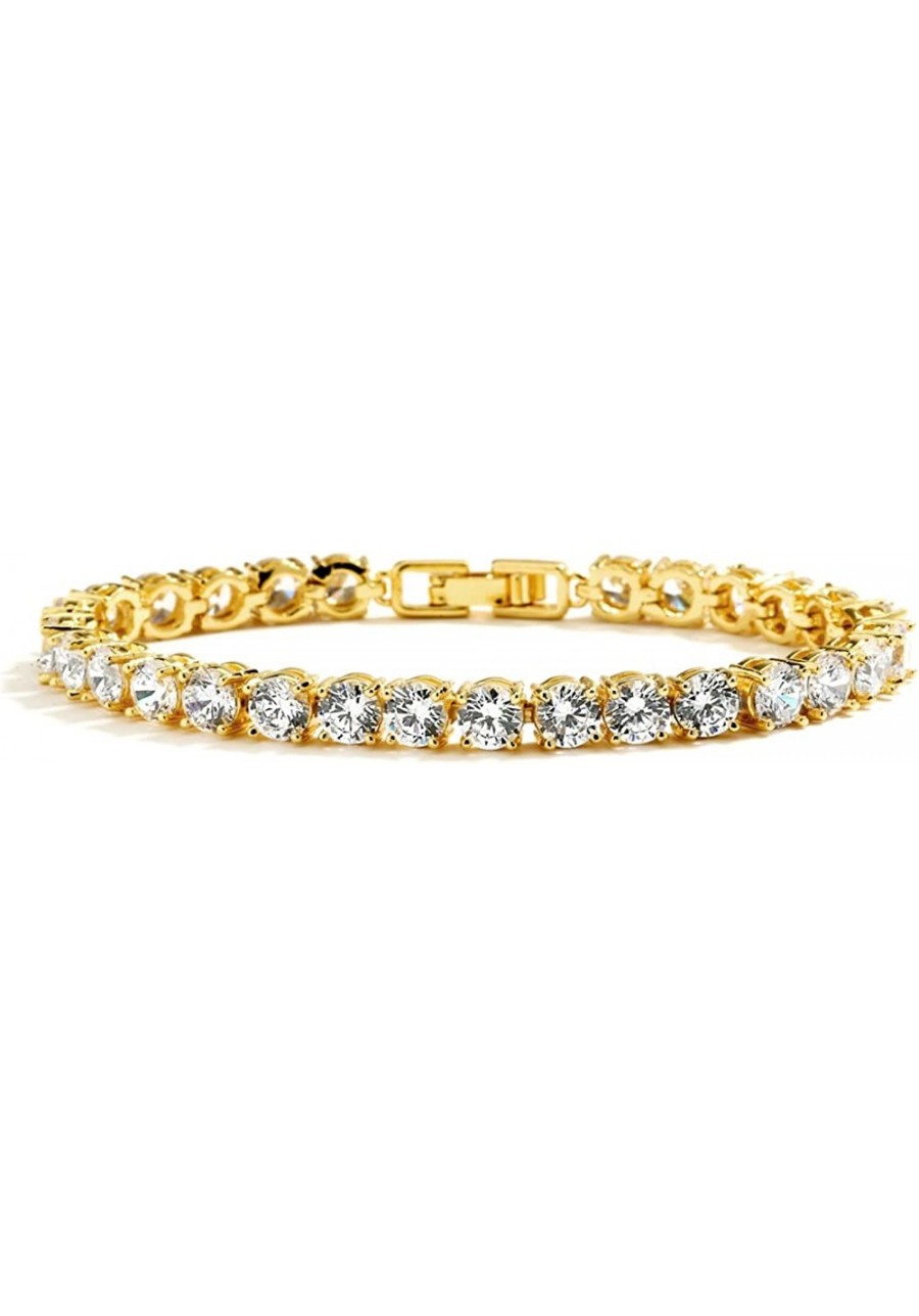 14K Gold Plated CZ Crystal Bridal Tennis Bracelet Petite Size 6 ½" Perfect for Smaller Wrist $28.19 Tennis