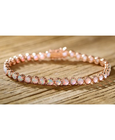 18K Gold Plated Crown Created Opal Bracelet Tennis $34.50 Tennis