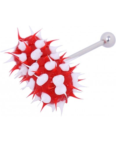 Vibrating Tongue Ring Ball Bar Barbells Body Jewelry Piercing - Color - Red White $24.82 Body Chains