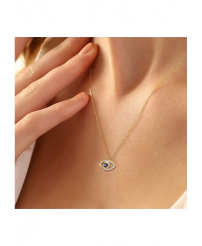 Evil Eye Necklace for Women Dainty Gold Necklace 14k Gold Plated Cubic Zirconia Evil Eye Pendant Necklace Aesthetic Simple Ch...