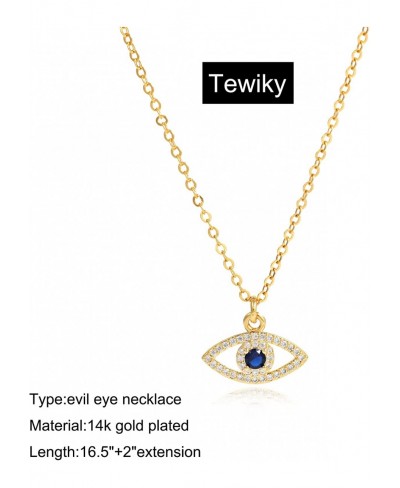 Evil Eye Necklace for Women Dainty Gold Necklace 14k Gold Plated Cubic Zirconia Evil Eye Pendant Necklace Aesthetic Simple Ch...