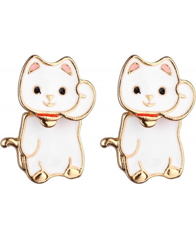 Maneki-neko Lucky Cat Front to Back Stud Earrings $10.39 Stud