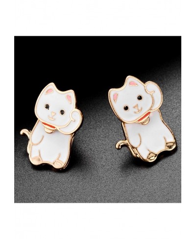 Maneki-neko Lucky Cat Front to Back Stud Earrings $10.39 Stud