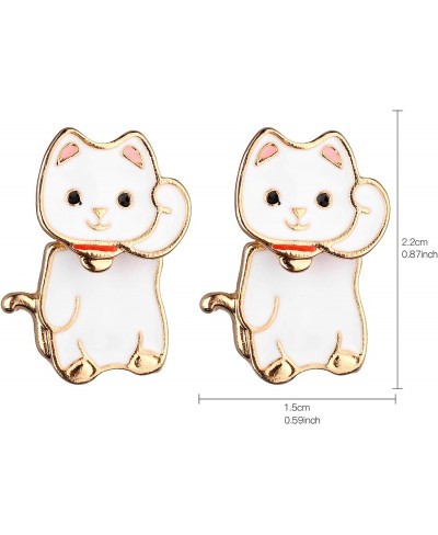 Maneki-neko Lucky Cat Front to Back Stud Earrings $10.39 Stud