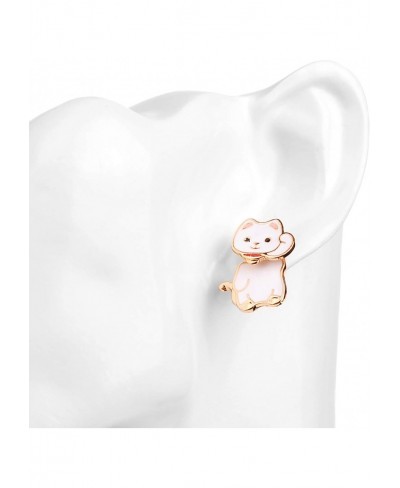 Maneki-neko Lucky Cat Front to Back Stud Earrings $10.39 Stud