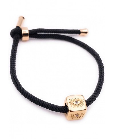 Handmade Black Cord Evil Eye Cube Bracelet Protection Jewelry $22.50 Strand