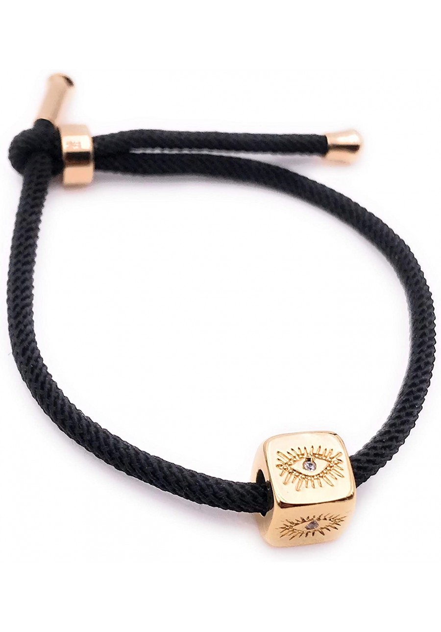 Handmade Black Cord Evil Eye Cube Bracelet Protection Jewelry $22.50 Strand