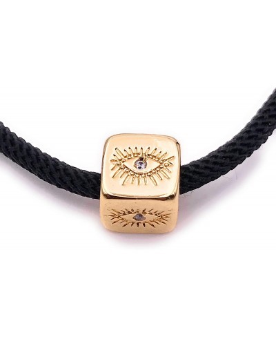 Handmade Black Cord Evil Eye Cube Bracelet Protection Jewelry $22.50 Strand