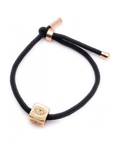 Handmade Black Cord Evil Eye Cube Bracelet Protection Jewelry $22.50 Strand