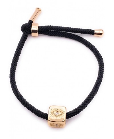 Handmade Black Cord Evil Eye Cube Bracelet Protection Jewelry $22.50 Strand