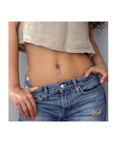 10Pcs Fake Belly Ring Dangle Belly Button Rings Dangling Navel Rings for Women Opal CZ Non Piercing Jewelry Clip on Belly But...