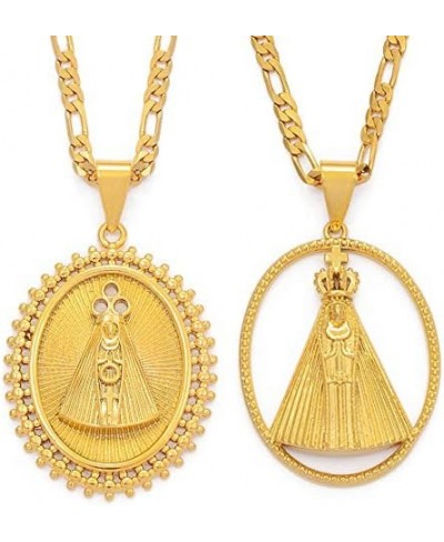 Our Lady of Aparecida Pendant Necklaces Gold Color Virgin Mary Chain Necklaces Brazilian Catholics Jewelry 45Cm $20.43 Chains