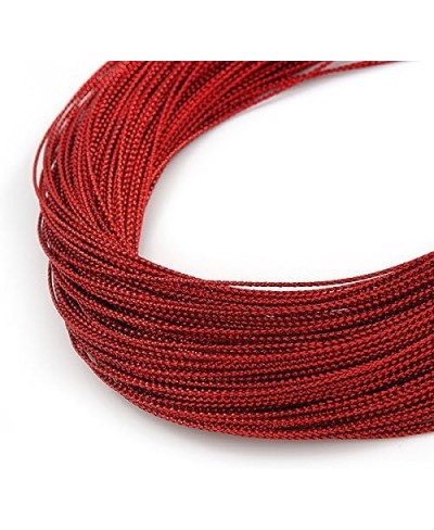 Multistrand Dark Red Silk Cord Necklace in Silver Tone - 40cm L $18.77 Chains