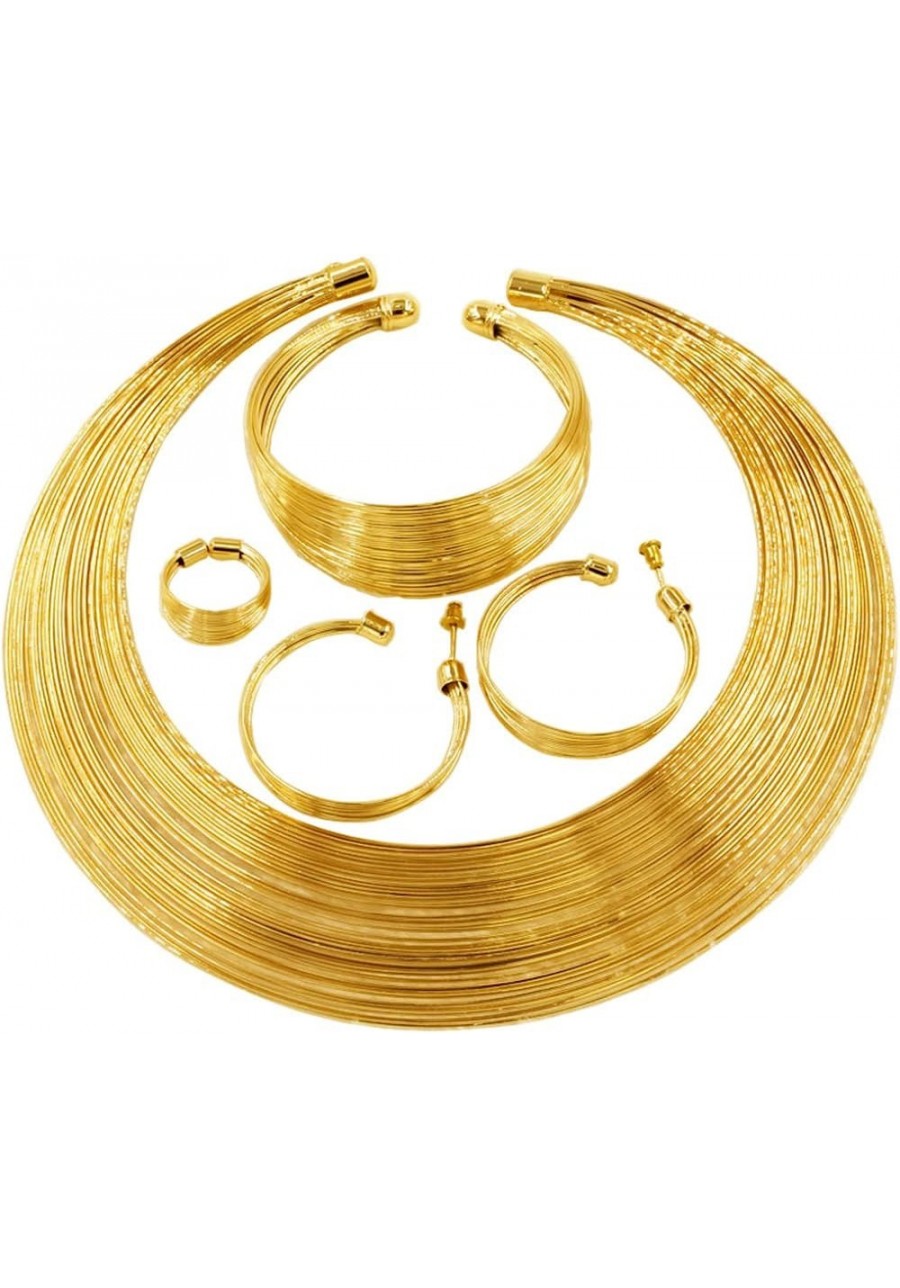 Fashion Crystal Jewelry Set 18 K Gold Plated Jewelry Weddings Dubai Gold Necklace Earrings Set $20.52 Jewelry Sets