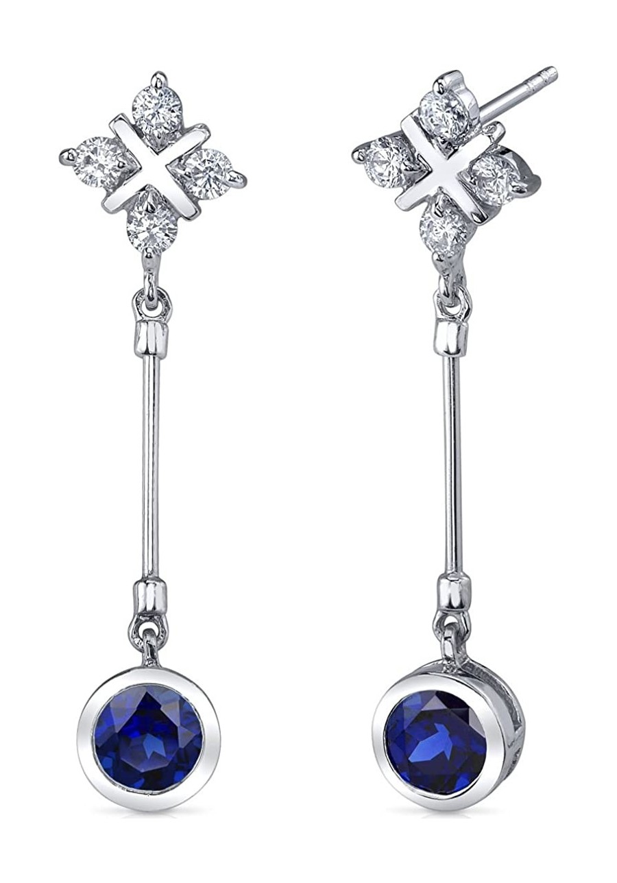 Created Sapphire Dangle Earrings Sterling Silver 2.50 Carats $22.36 Drop & Dangle