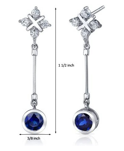 Created Sapphire Dangle Earrings Sterling Silver 2.50 Carats $22.36 Drop & Dangle