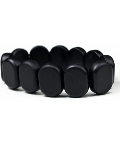 Bian Stone Bracelet Flat Beads Black Stone Needle Hand Row Fashion Massage Stretch Elastic String $12.54 Stretch