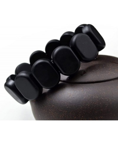 Bian Stone Bracelet Flat Beads Black Stone Needle Hand Row Fashion Massage Stretch Elastic String $12.54 Stretch