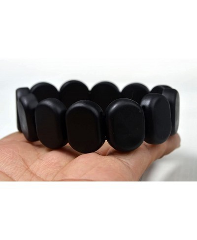 Bian Stone Bracelet Flat Beads Black Stone Needle Hand Row Fashion Massage Stretch Elastic String $12.54 Stretch