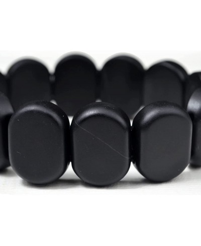 Bian Stone Bracelet Flat Beads Black Stone Needle Hand Row Fashion Massage Stretch Elastic String $12.54 Stretch