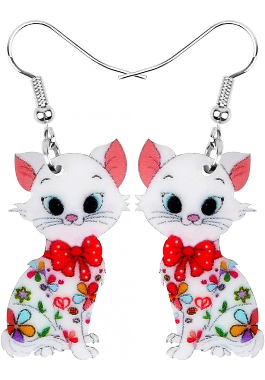 Acrylic Anime Floral Cat Kitten Earrings Big Drop Dangle Animal Jewelry for Women Girls Party Gifts charm Decoration (Multico...