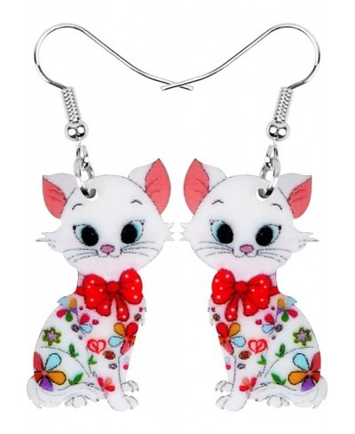 Acrylic Anime Floral Cat Kitten Earrings Big Drop Dangle Animal Jewelry for Women Girls Party Gifts charm Decoration (Multico...