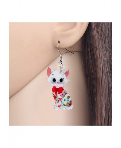 Acrylic Anime Floral Cat Kitten Earrings Big Drop Dangle Animal Jewelry for Women Girls Party Gifts charm Decoration (Multico...