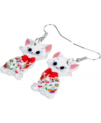 Acrylic Anime Floral Cat Kitten Earrings Big Drop Dangle Animal Jewelry for Women Girls Party Gifts charm Decoration (Multico...