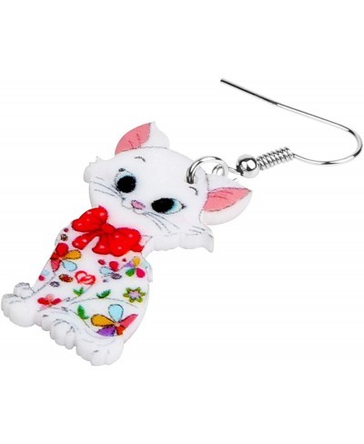 Acrylic Anime Floral Cat Kitten Earrings Big Drop Dangle Animal Jewelry for Women Girls Party Gifts charm Decoration (Multico...