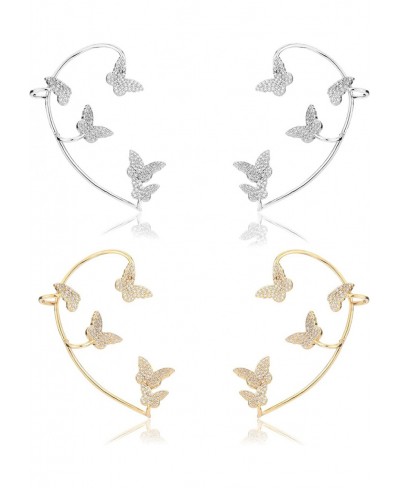 Butterfly Stud Earrings 925 Silver Wrap Pierced Ear Climber Earrings Silver Gold Crystal Ear Stud Jewelry for Girls Women $13...