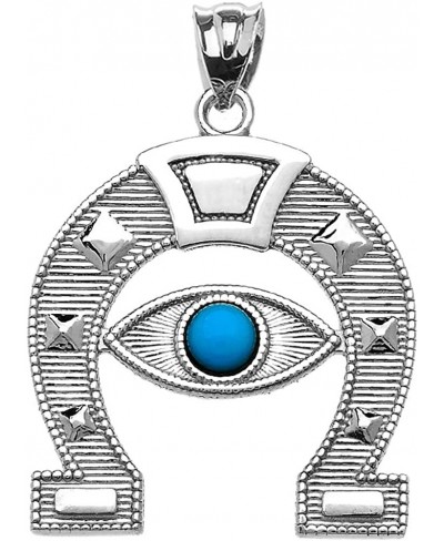 Elegant Sterling Silver Evil Eye Protection Horse Shoe Good Luck Pendant $20.07 Pendants & Coins