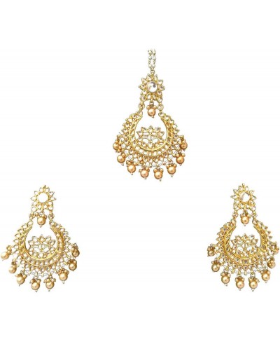 Meena Kundan Wedding Designer Handmade Earrings and Maang Tikka Jewelry Set $24.88 Jewelry Sets