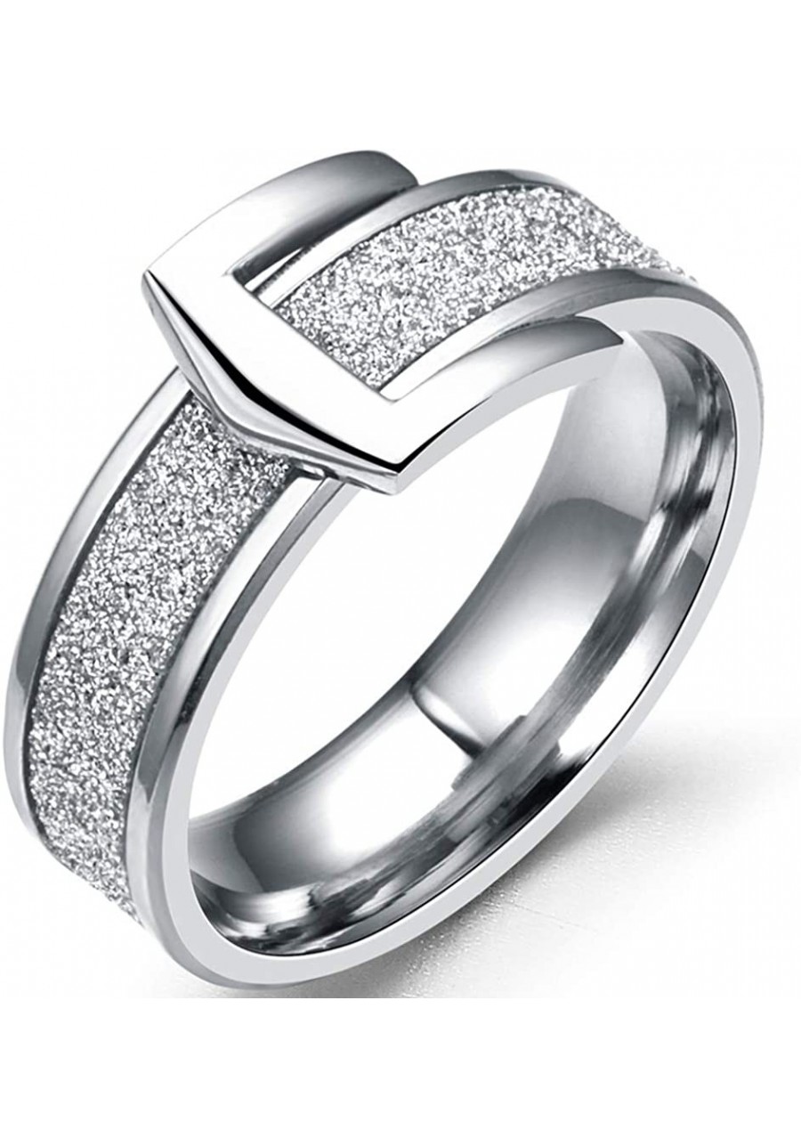 6mm Stainless Steel Belt Buckle Style Wedding Band Ring $10.08 Wedding Bands